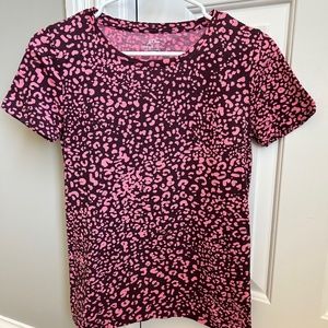 JCrew Pink Leopard Print T-shirt, Size XXS